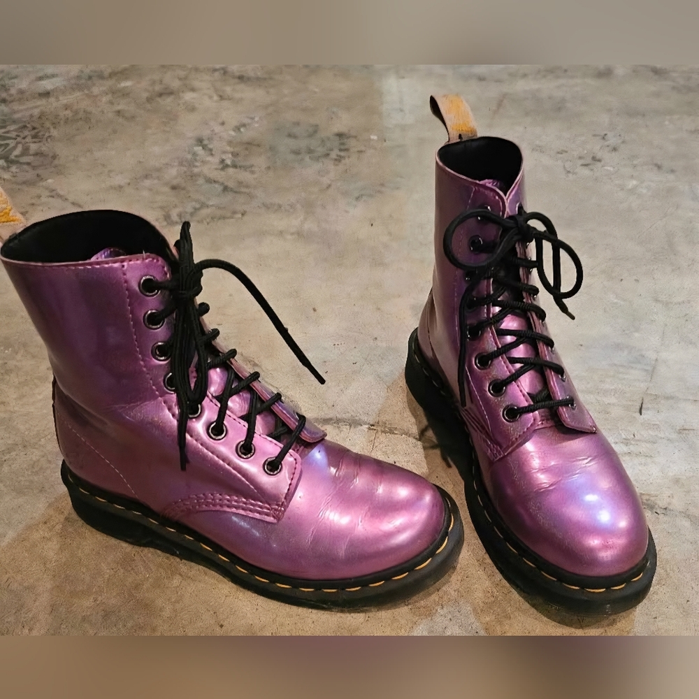 Dr. Martens Shiny Purple Combat Boots